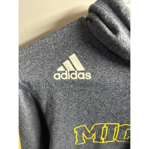 Adidas Michigan Wolverines Hoodie Men's Large Gray Pullover Sweatshirt NCAA - Picture 3 of 6